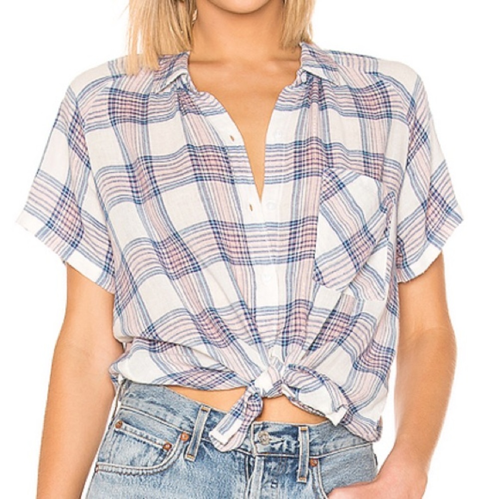 Rails Short Sleeve Button Down - Denim - image 2